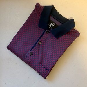 Dunhill Three Button Pocket Golf Polo Shirt Red/Navy Size XL Made In Italy